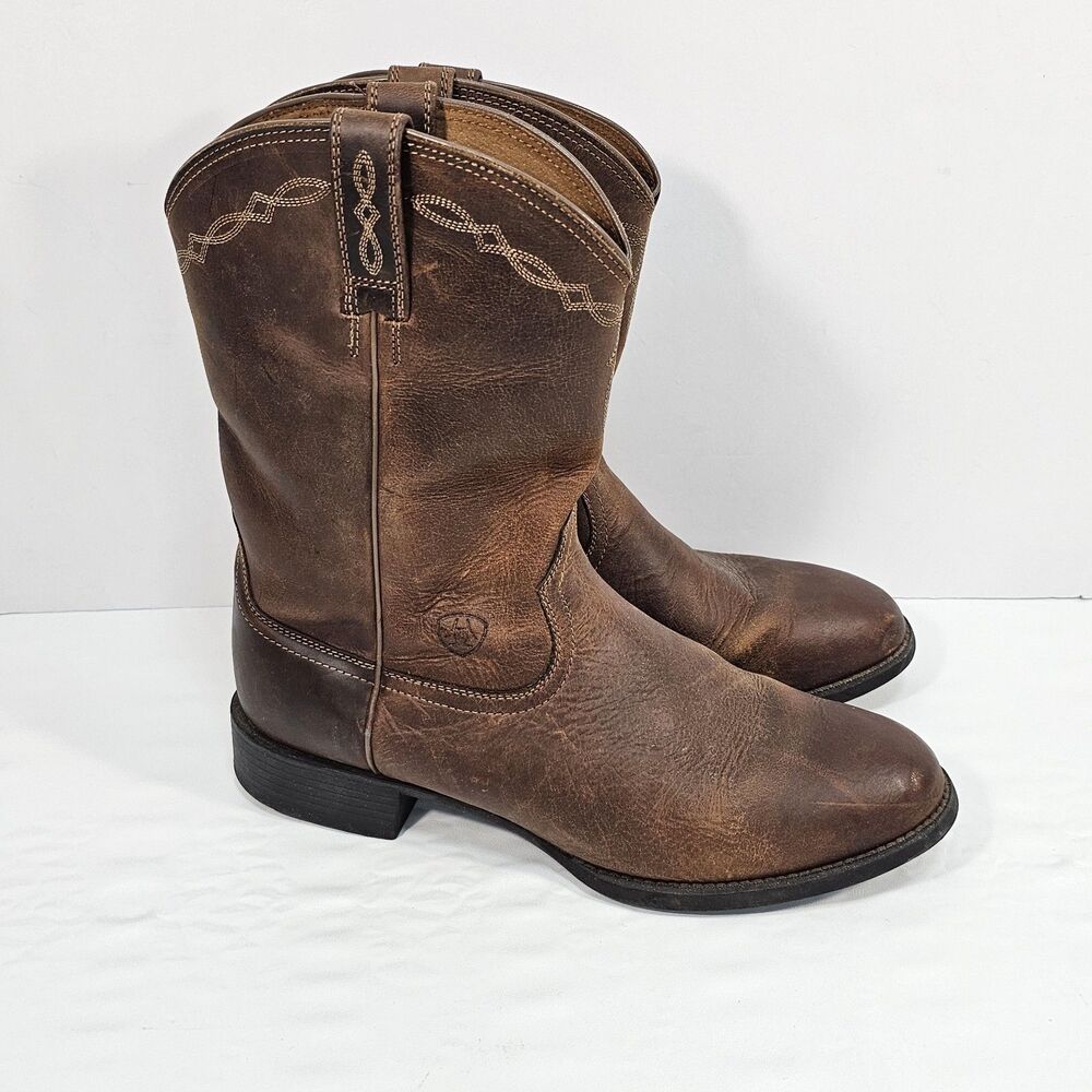 Ariat Heritage Roper Boots Men Sz 11.5D Distressed Brown Leather Cowboy Western